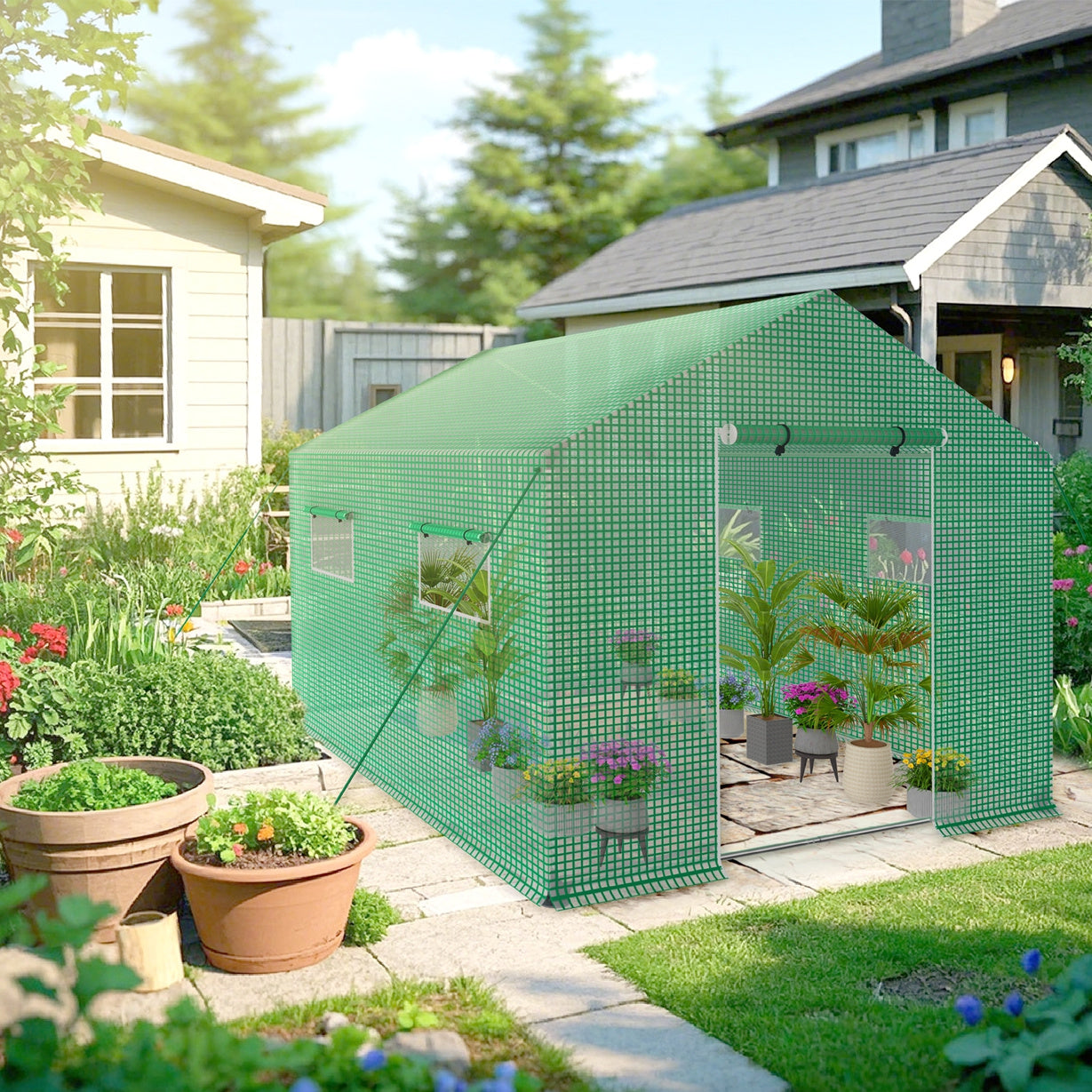 Kasfolie – Tuinkas – Broeikas – Kweekkas – Tomatenkas – 4,5x2x2 m – Stevig Plastic – Inclusief Ramen en Deur