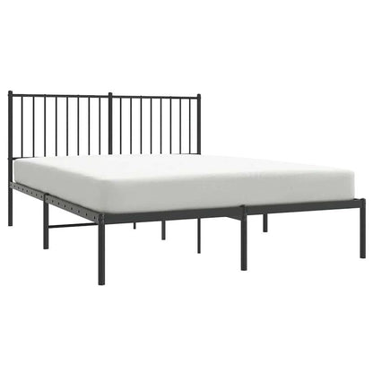 Modern Black Metal Bed Frame with Headboard, 135x190cm, Powder-Coated for Strength & Stability, Minimalist Design for Contemporary Bedrooms, Bed Room Decor
