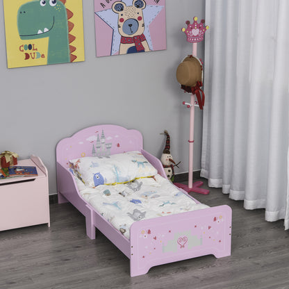Kinderbed – Peuterbed – Meisjesbed – Prinsessenbed – Kasteelbed – Roze MDF Veneer – Houten Lattenbodem Inclusief