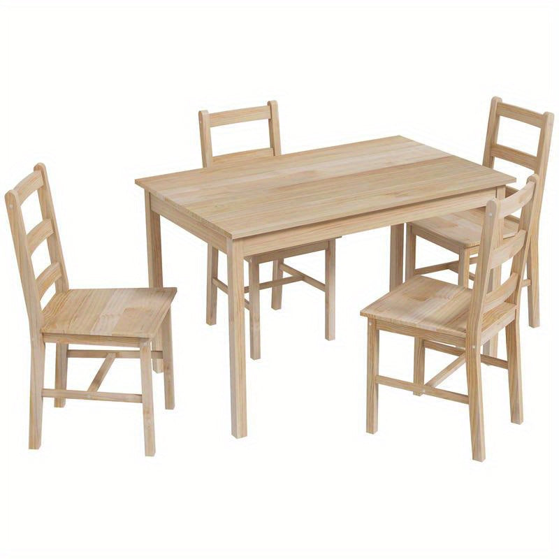 5-Teilige Essgruppe Esstisch Mit Stühlen Sitzgruppe, Massivholz, 118 Cm
