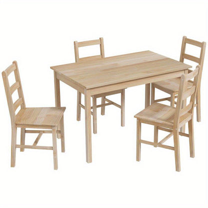 5-Teilige Essgruppe Esstisch Mit Stühlen Sitzgruppe, Massivholz, 118 Cm