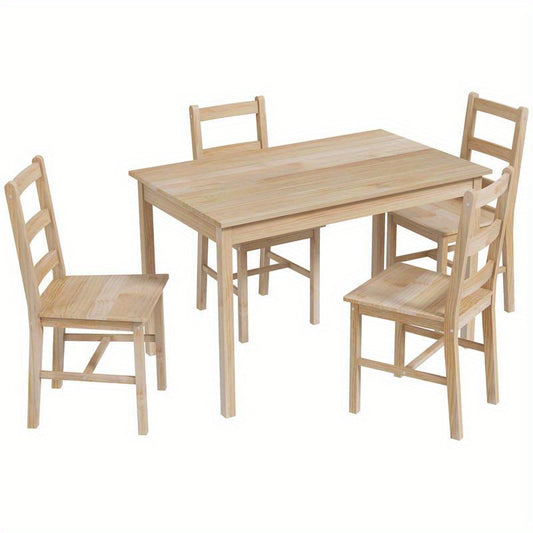 5-Teilige Essgruppe Esstisch Mit Stühlen Sitzgruppe, Massivholz, 118 Cm