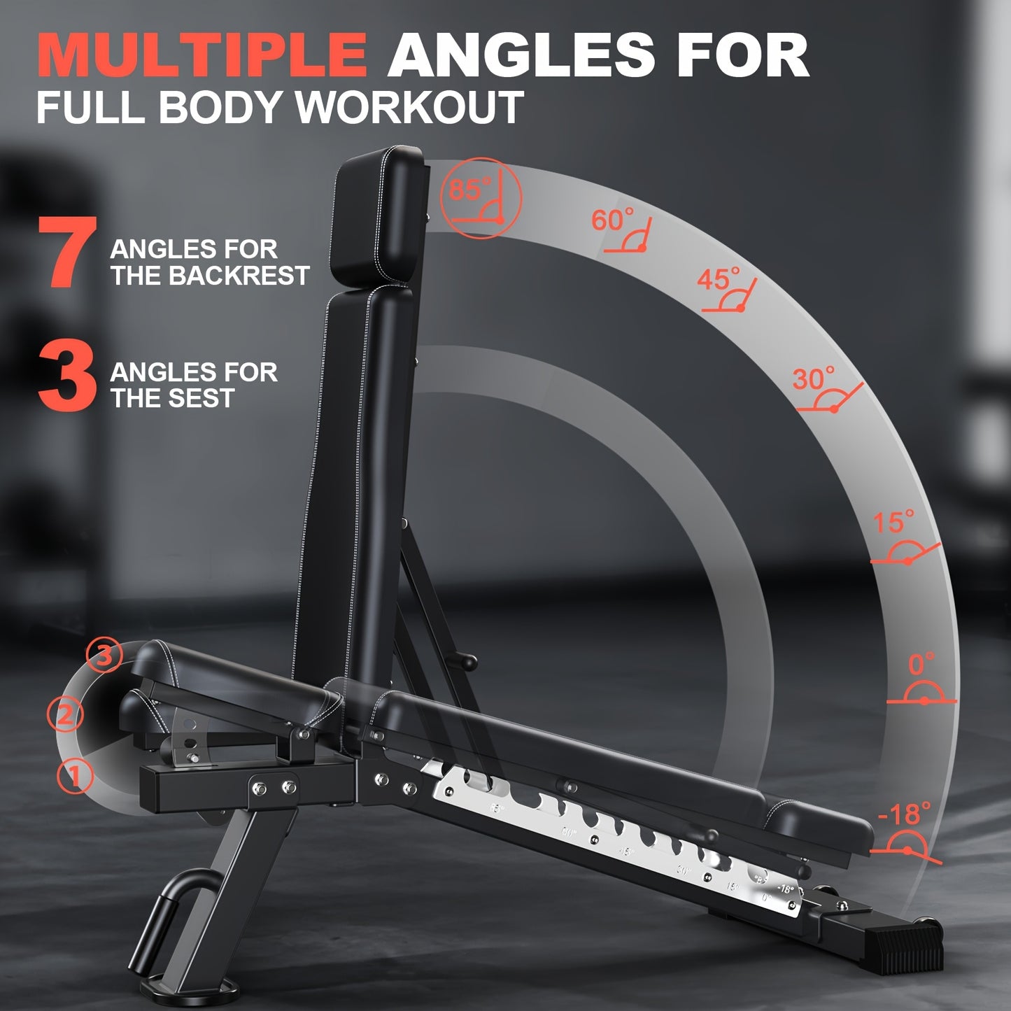 1 VOWVIT Folding Weight Bench | Adjustable Multifunctional Training Bench, Stainless Steel, Universal Fit for Full Body Workouts