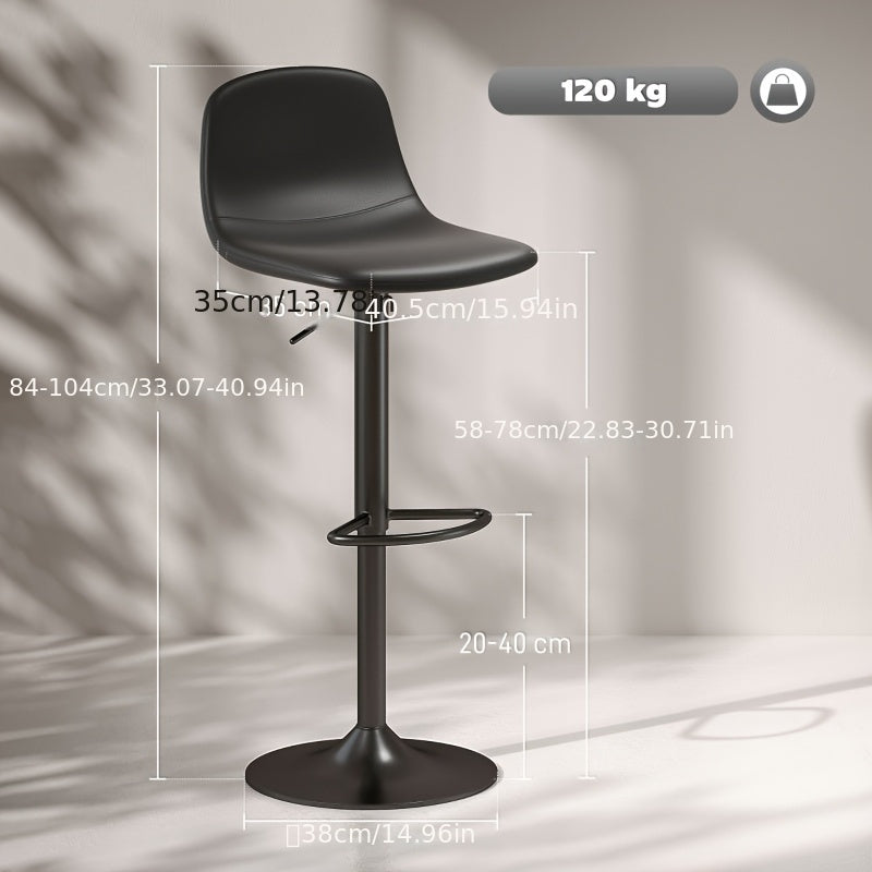 Barkruk – Barstoel – Keukenkruk – Barkruk Set – Zwarte Barkrukken – Verstelbare Hoogte – 360 Graden Draaibare Zitting