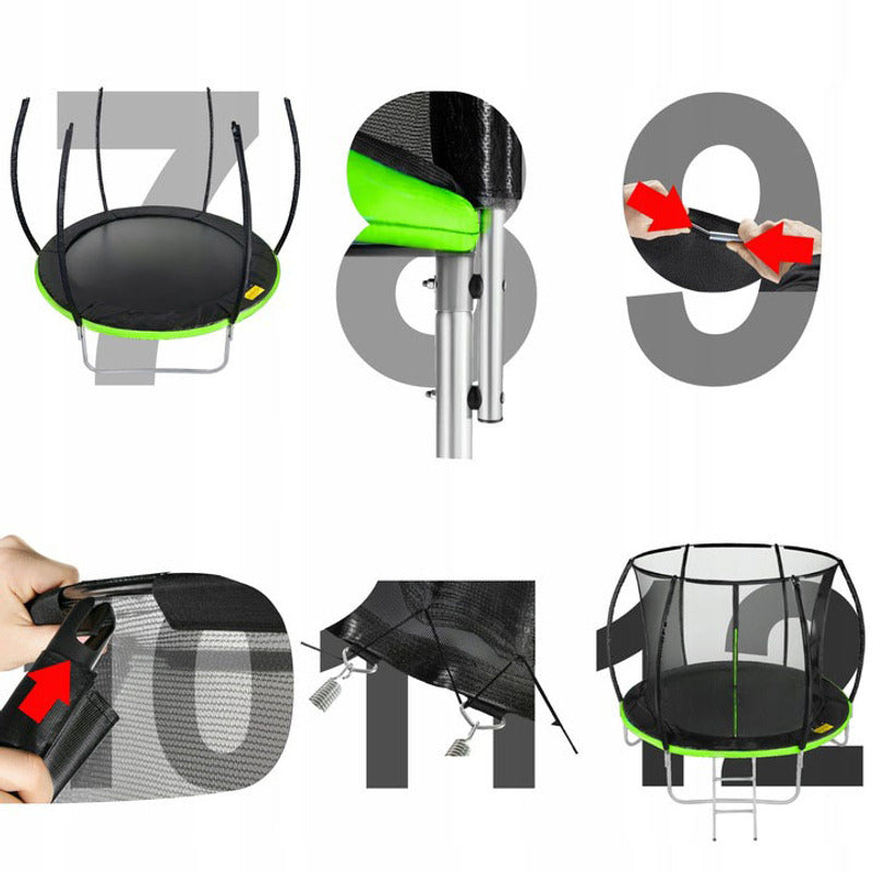 Trampoline – Buiten Trampoline – Springkussen – Springmat – Veilige Kids Trampoline – 244 cm Diameter – Stevig Frame & Veiligheidsnet met Slot