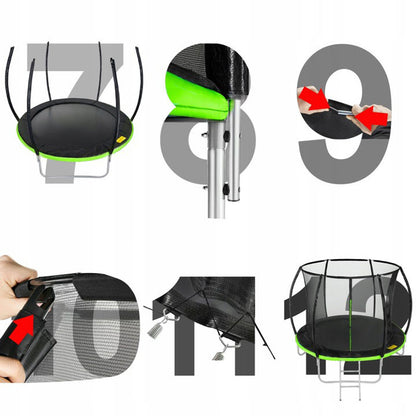 Trampoline – Buiten Trampoline – Springkussen – Springmat – Veilige Kids Trampoline – 244 cm Diameter – Stevig Frame & Veiligheidsnet met Slot