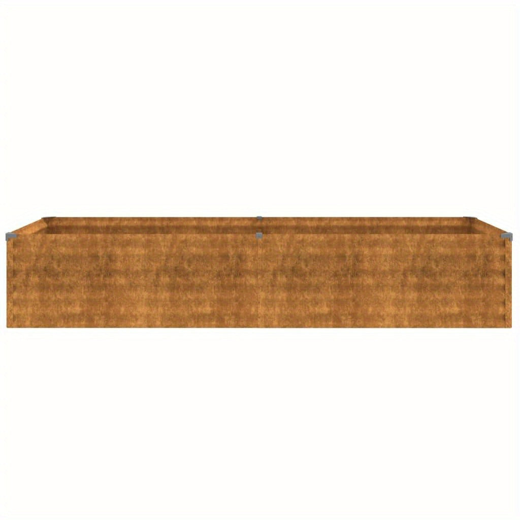 Tuinbak – Hoogtebed – Plantbak – Moestuinbak – Roestvast – Cortenstaal – Afmetingen 194x50x36 cm – Duurzaam & Robuust - QUORE