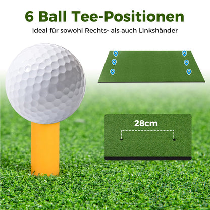Golfmat – Golf oefenmat – Putting mat – Trainingsmat – Teemat – 6 tee-plaatsen – Inclusief 2 alignment sticks – Realistisch kunstgras – Duurzame EVA constructie – Groen – 152x117 cm