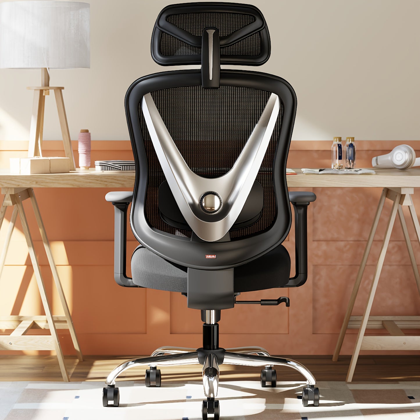 Bureaustoel – Ergonomische Stoel – Office Chair – Gaming Stoel – Bureaufiets – 4D Verstelbare Armleuningen – 3D Lendensteun Met Flexibele Hoofdsteun – Mesh Rugleuning – Duurzaam Kunststof Frame – Wit