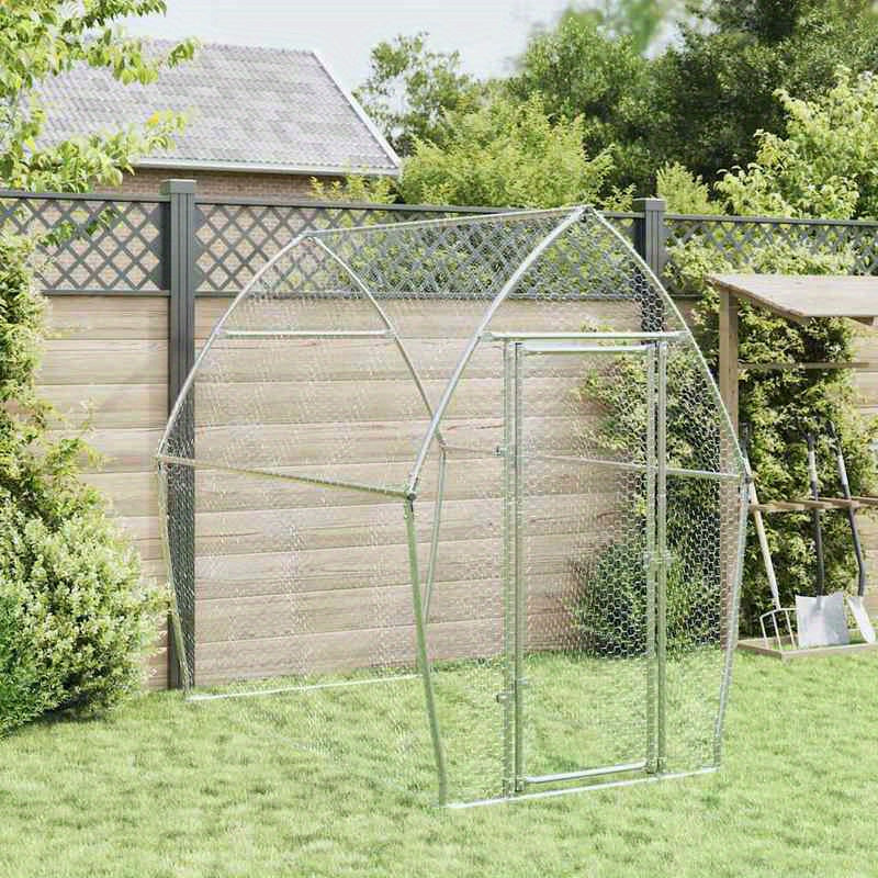Stainless Steel Small Animal Cage for Puppies & Cats - 200x105x182cm Durable Outdoor Pet Habitat with Ventilation Mesh, Secure Latches & Weather-Resistant Design