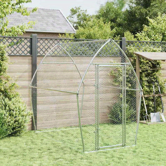 Stainless Steel Small Animal Cage for Puppies & Cats - 200x105x182cm Durable Outdoor Pet Habitat with Ventilation Mesh, Secure Latches & Weather-Resistant Design