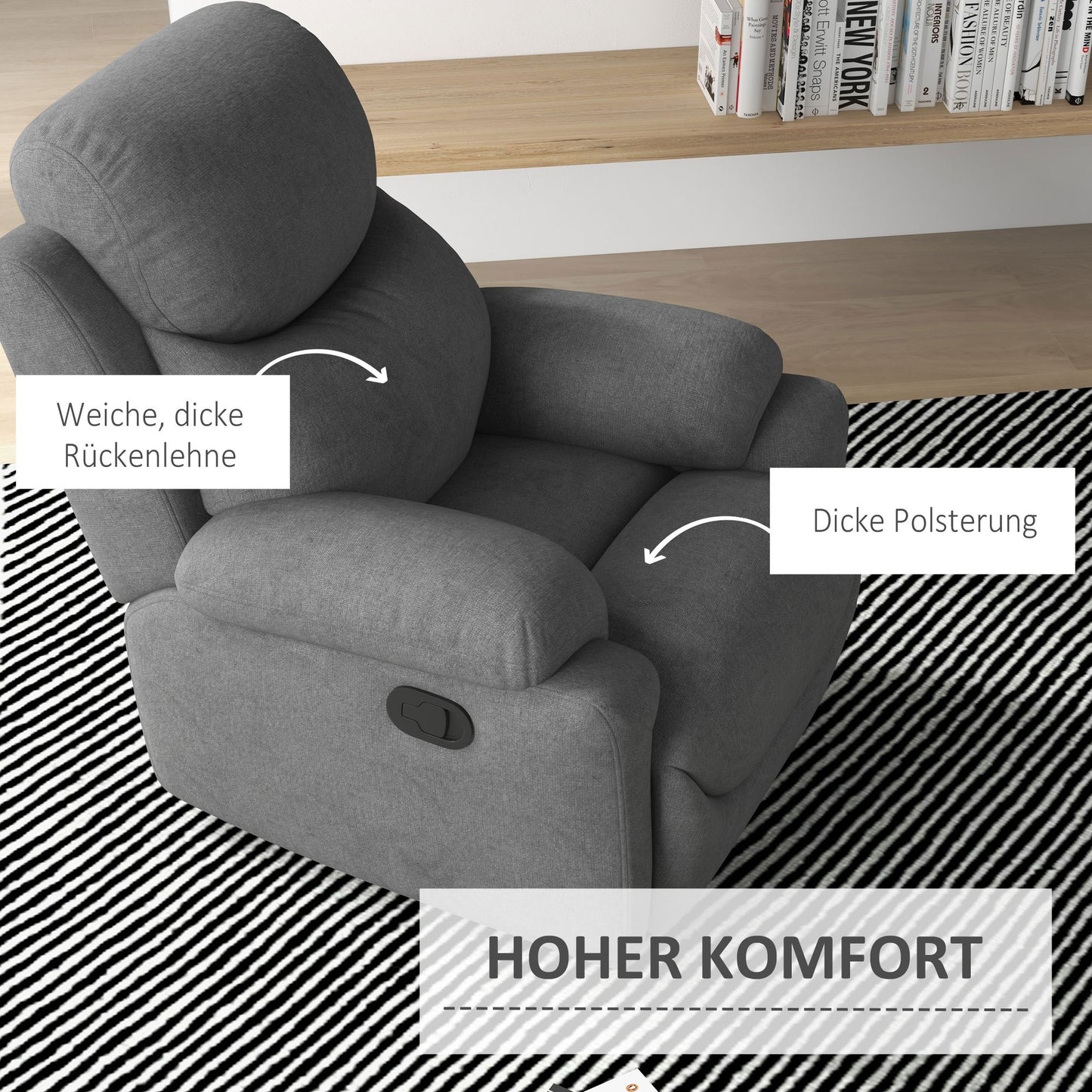 Relaxfauteuil – Fauteuil – Lounge Stoel – Sleeper Chair – TV Stoel – Ergonomisch Ontwerp – Hoogwaardig Schuim – Grijs Linnen