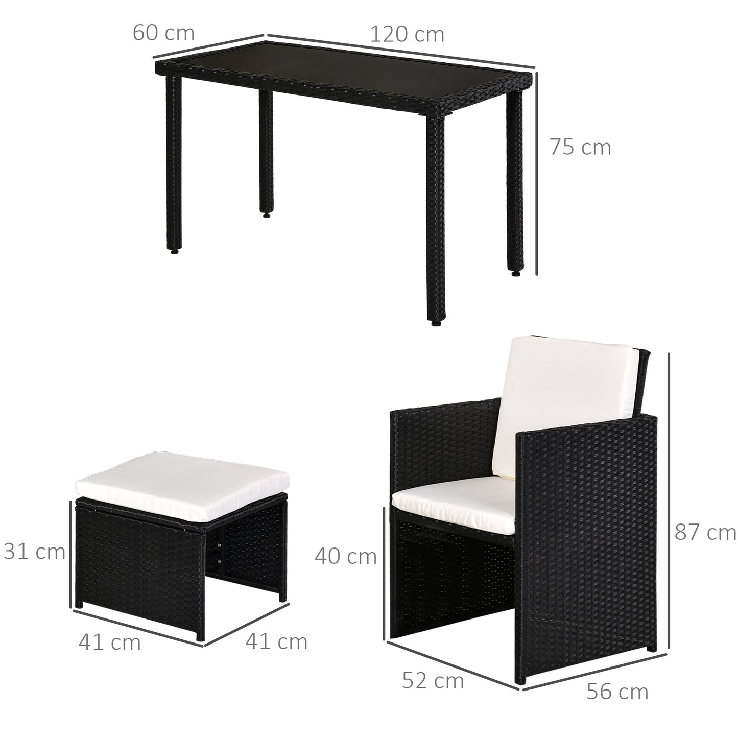 Tuinset – Diningset – Loungeset – Zitgroep – Buitenmeubelset – Polyrattan met Kussens – Compact Opbergbaar