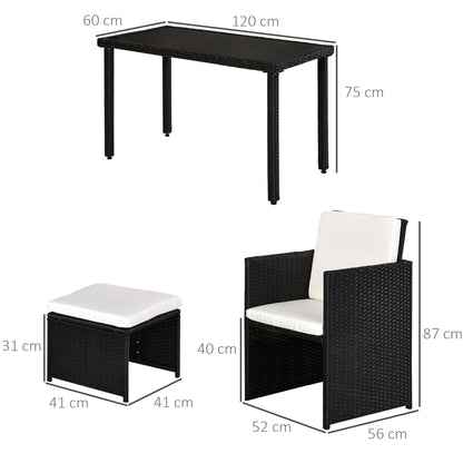 Tuinset – Diningset – Loungeset – Zitgroep – Buitenmeubelset – Polyrattan met Kussens – Compact Opbergbaar