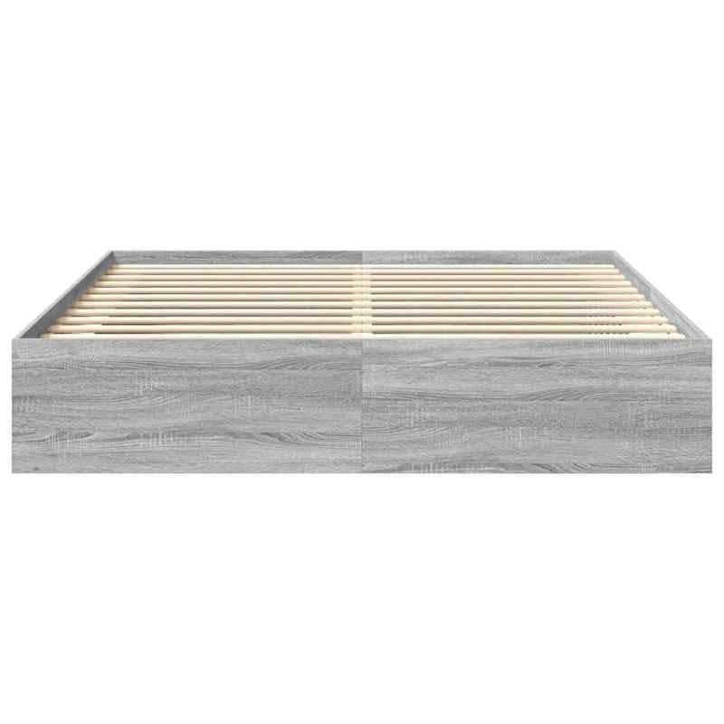 Bedframe – Bed – Bedbodem – Platformbed – Slaapbank – Modern Design – Massief Hout – King Size 180x200 cm – Stevig en Eenvoudig te Monteren – Grijs