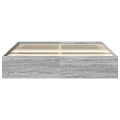 Bedframe – Bed – Bedbodem – Platformbed – Slaapbank – Modern Design – Massief Hout – King Size 180x200 cm – Stevig en Eenvoudig te Monteren – Grijs