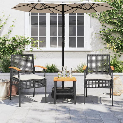 Garden chairs with pillows 2pcs black poly rattan acacia wood Add a touch of rustic charm to your dining room, garden, or terrace with this wooden garden chair! If you're looking for durable garden furniture, this is the idea