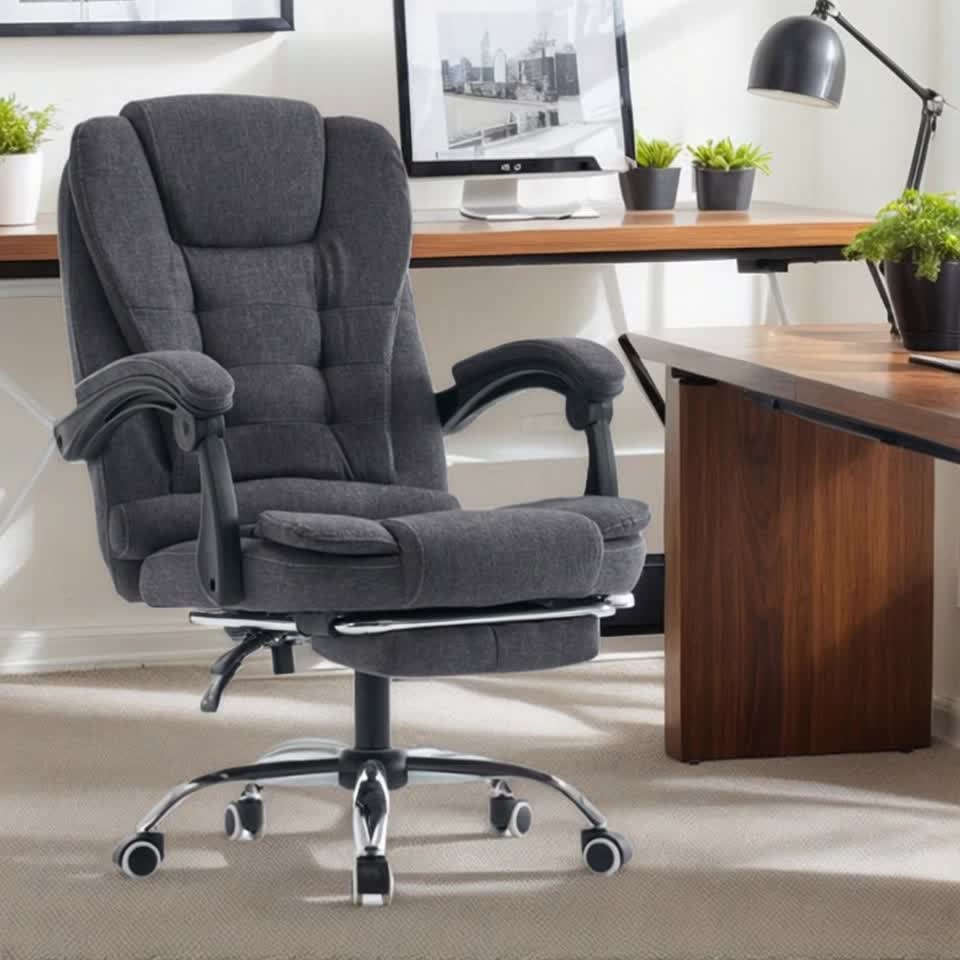 Bureaustoel – Ergonomische Stoel – Kantoorstoel – Draaistoel – Bureaustoel Met Inklapbare Armleuningen – Verstelbaar In Hoogte – Comfortabel Met Aluminium Frame – Spons Gevuld Zitkussen