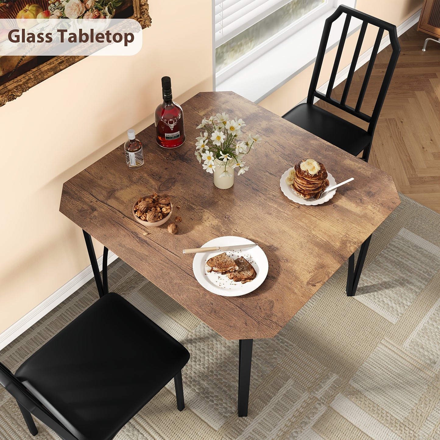 Compact Eettafelset 2 Personen – Eettafel – Tafelset – Stoelenset – Keukentafel – Grijs – Comfortabele PU Kussens – Ruimtebesparend Design