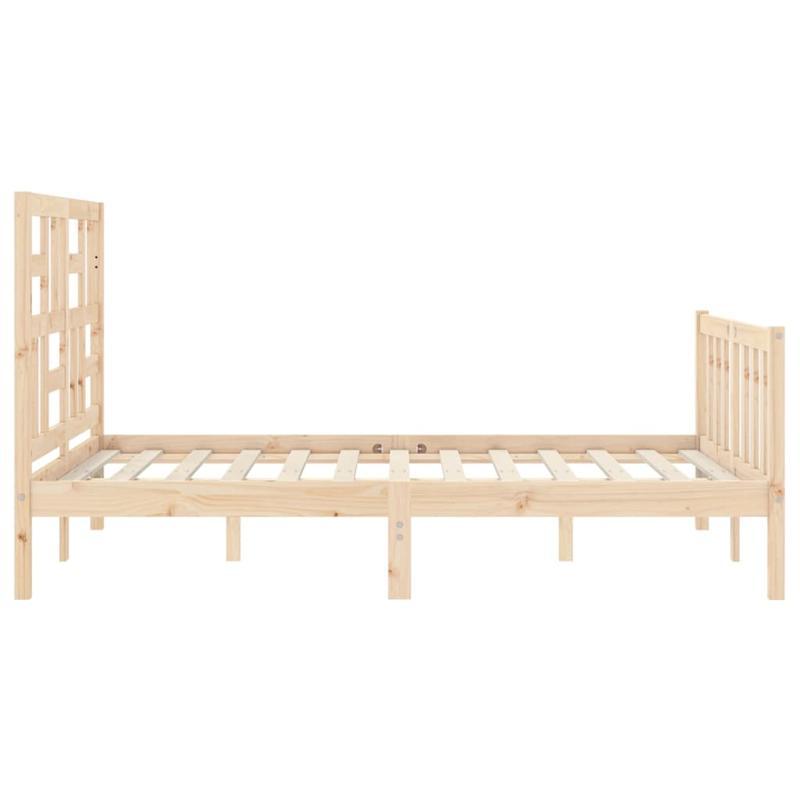 Full/Double Bed Frame with Headboard - Heavy-Duty Solid Pine Wood Construction, Easy Assembly, Modern Platform Bed Frame for Bedroom - Sturdy Furniture for Couples & Families, Contemporary Style, Natural Finish