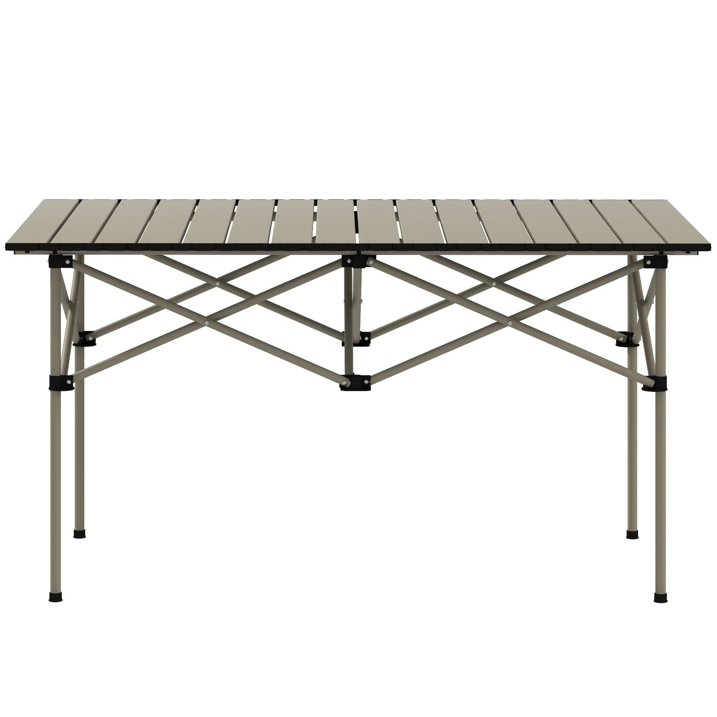 Campingtafel – Klaptafel – Vouwtafel – Kampeertafel – Tafeltje – Oprolbaar Tafelblad – Aluminium Frame – 95 x 55 cm – Khaki – Lichtgewicht – Compact