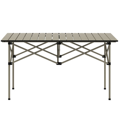 Campingtafel – Klaptafel – Vouwtafel – Kampeertafel – Tafeltje – Oprolbaar Tafelblad – Aluminium Frame – 95 x 55 cm – Khaki – Lichtgewicht – Compact