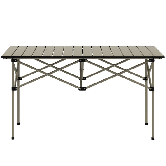 Campingtafel – Klaptafel – Vouwtafel – Kampeertafel – Tafeltje – Oprolbaar Tafelblad – Aluminium Frame – 95 x 55 cm – Khaki – Lichtgewicht – Compact