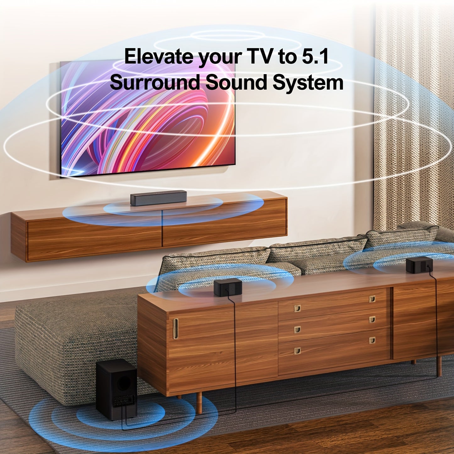 Soundbar – Home Theater Systeem – Surround Geluid – Draadloze Subwoofer – Audio Set – 410W Pieks Vermogen – Dolby Atmos 5.1 Surround