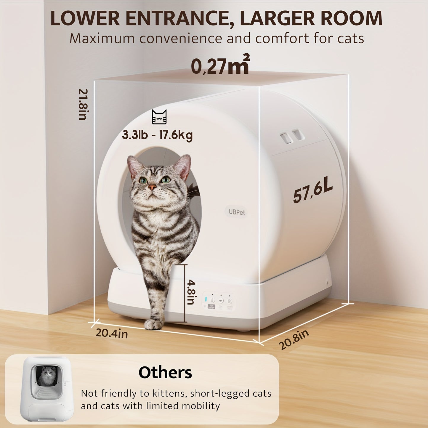 Automatische Kattenbak – Zelfreinigende Kattenbak – Elektrische Kattenbak – Slimme Kattenbak – Grote Kattenbak – Met App Bediening – Lagere Instap – Geurverdrijver