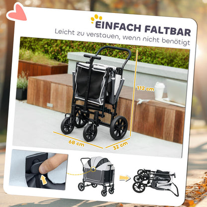 Dog Buggy Foldable for Dogs &Amp; Cats Up to 30 Kg 110 X 65 X 102 Cm Dark Grey Dog Buggy