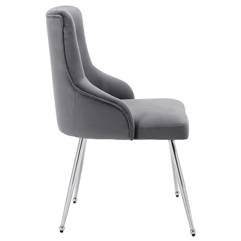 Eetkamerstoelen – Stoelen Set – Zitmeubelen – Armstoel – Moderne Stoelen – Grijze Fluwelen Bekleding – Met Lendenkussens & Stevig Metalen Frame