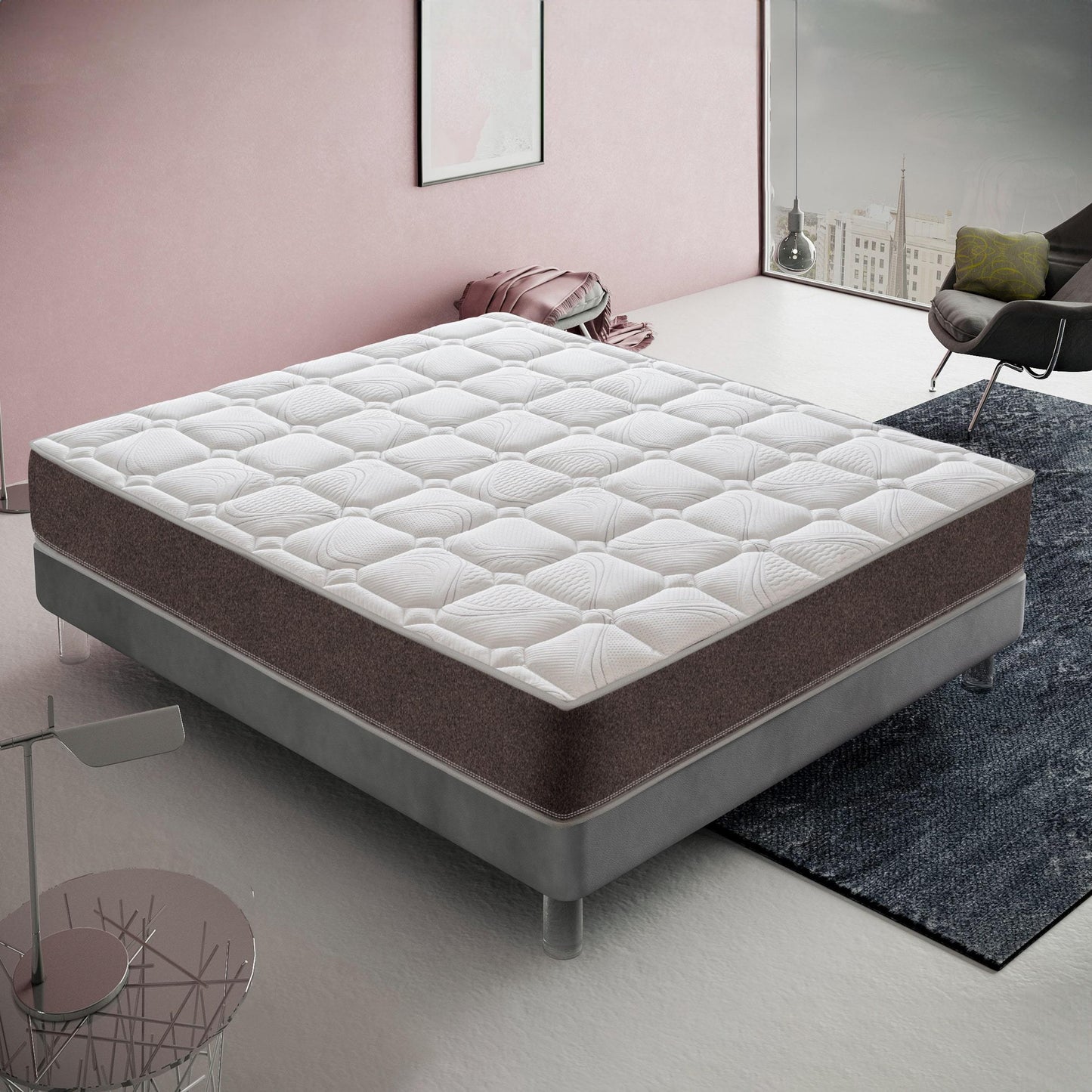 Orthopedic Mattress with 800 Independent Pocket Springs, 25 cm Height, 4 cm Memory Foam, Highly Breathable, Excellent Support, 13 Zoned Design, 100% Made in Italy