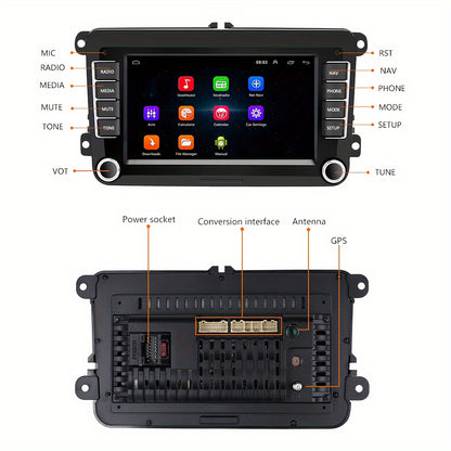 Android Autoradio – 2DIN Multimedia Speler – Auto Radio Navigatie – GPS Touchscreen Radio – 7 Inch HD Scherm – Met Achteruitrijcamera – WiFi Mirror Link – CANBUS Ondersteuning