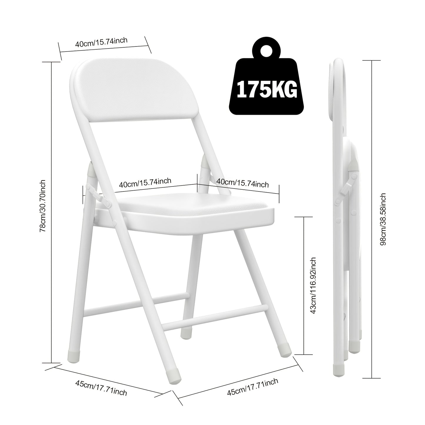 Klapstoel – Vouwstoel – Opvouwbare Stoel – Stapelbare Stoel – Zwarte Set – Metalen Frame – Memory Foam Zitting