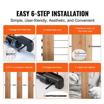 Kabelreling – Kabelbalustrade – Balustradekit – Draadrail – Kabelafscherming – T316 Roestvrij Staal – 3,2 mm Dikte – Onzichtbare Montage – Weerbestendig Zwart