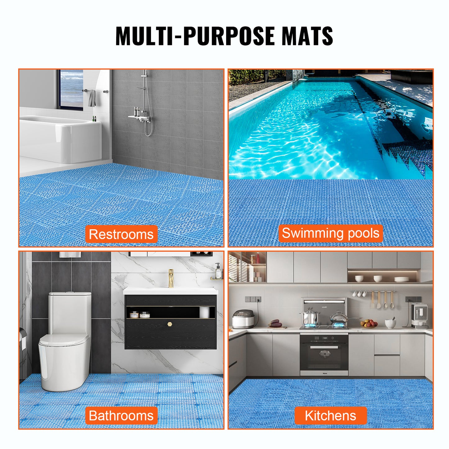 Drainagematten – Afwateringsmatten – Antislip Matten – Natte Vloermatten – PVC Vloer Tegels – 50 Stuks 30x30 cm – Snelle Afwatering en Veilig Antislip oppervlak – Blauwe Modulair Klikbaar Systeem