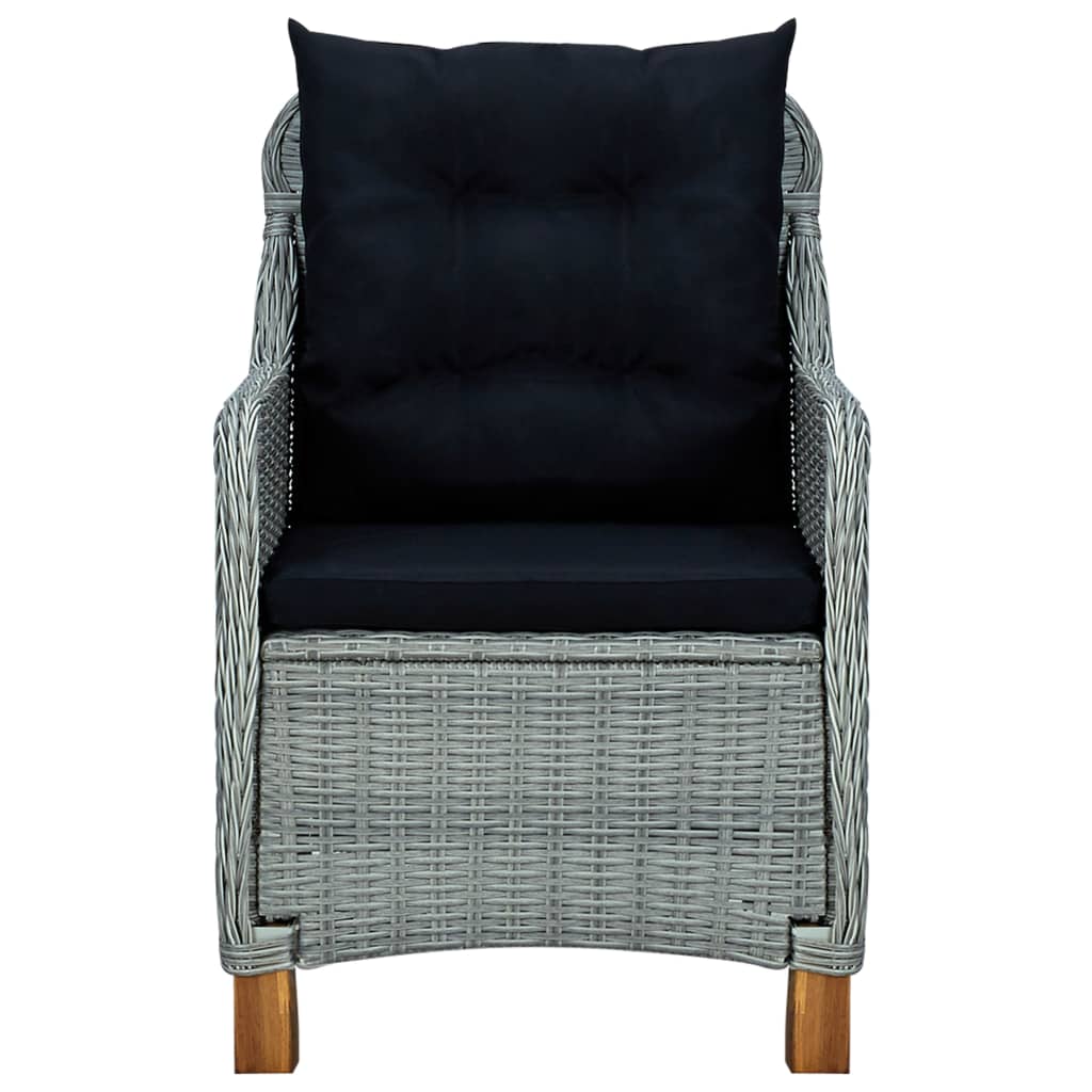 Tuinset – Tuinmeubelset – Diningset – Loungeset – Bistroset – Weerbestendig PE-Rattan – Inclusief Dikke Kussens – Lichtgrijs en Zwart