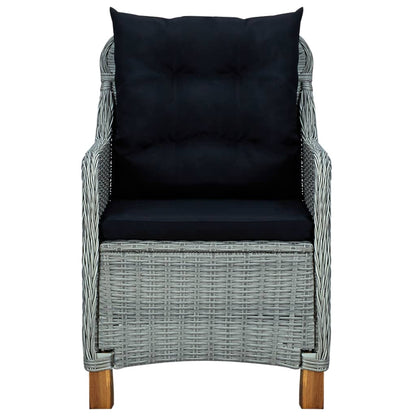 Tuinset – Tuinmeubelset – Diningset – Loungeset – Bistroset – Weerbestendig PE-Rattan – Inclusief Dikke Kussens – Lichtgrijs en Zwart