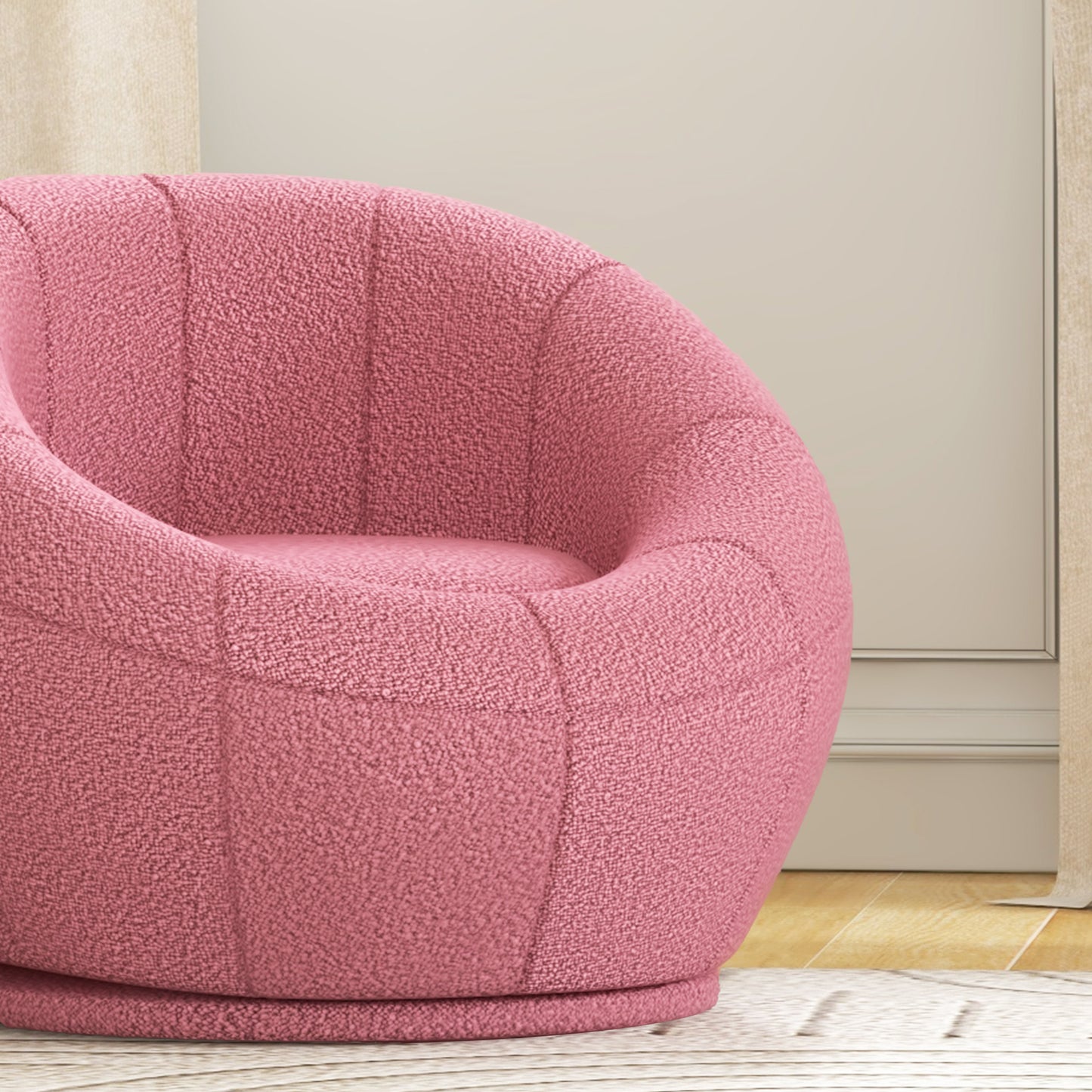 Mini Modern Armchair in Plush with Thick Padding, 60X56X48Cm, Pink