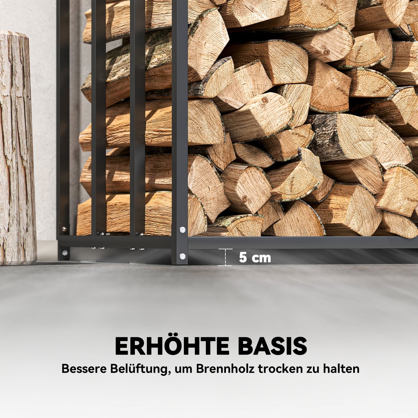 Houtopslag – Brandhoutrek – Haardhoutrek – Houtberging – Houtstapelrek – Stalen Frame – Waterdichte Oxford Stof – 300 kg Capaciteit – 140x70x154 cm – Zwart