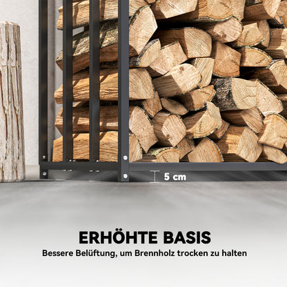 Houtopslag – Brandhoutrek – Haardhoutrek – Houtberging – Houtstapelrek – Stalen Frame – Waterdichte Oxford Stof – 300 kg Capaciteit – 140x70x154 cm – Zwart