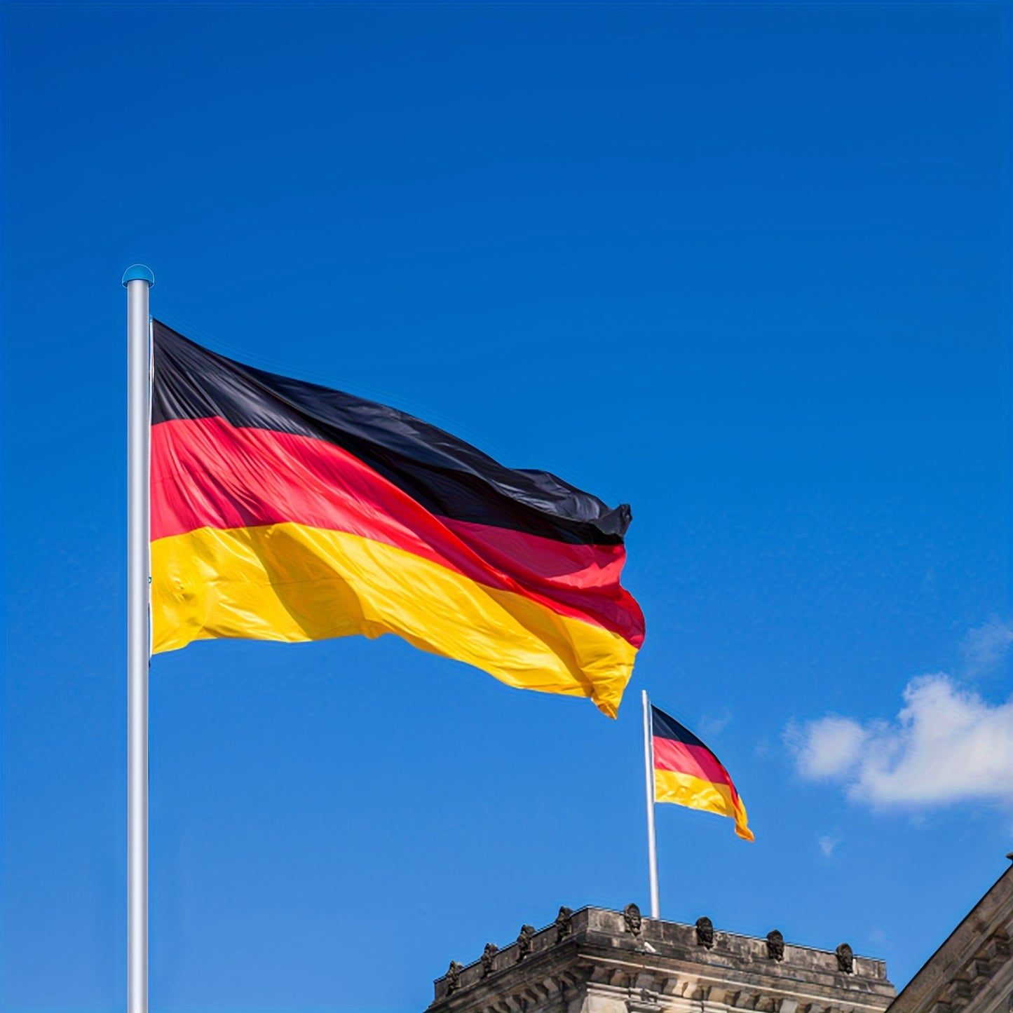 Aluminium Vlaggenstok – Vlaggenmast – Vlaggenpaal – Tuinvlaggenstok – Uitschuifbare Vlaggenstok – Met Duitse Vlag – Verstelbare Hoogte Tot 6,5 Meter – Weerbestendig Materiaal