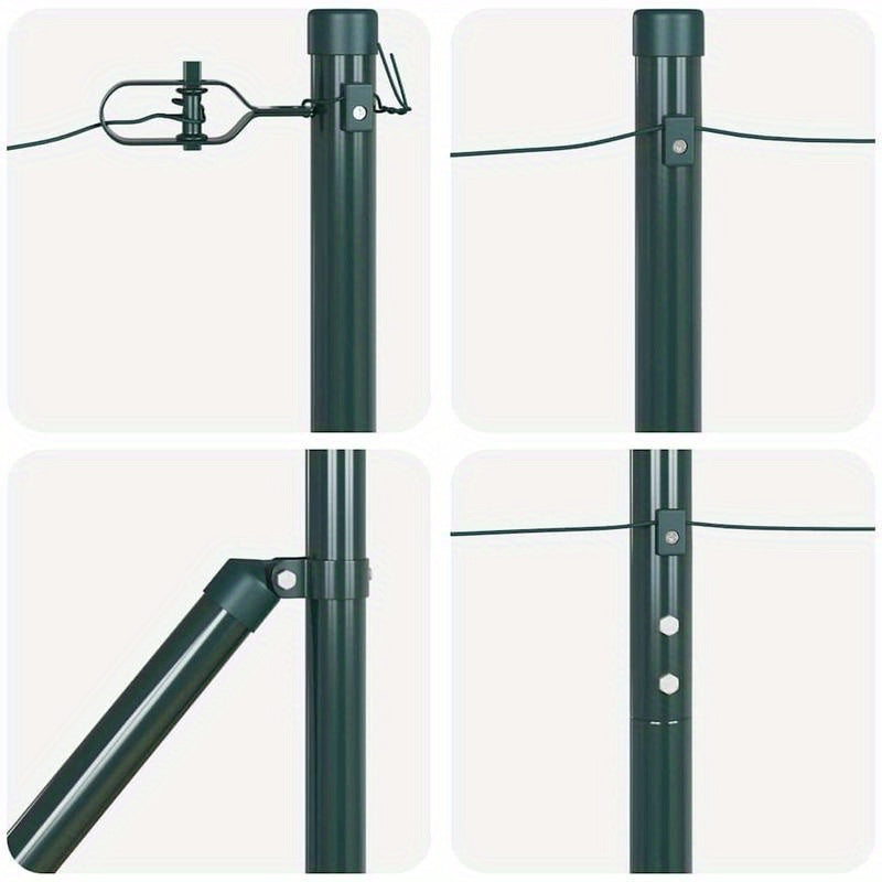 Tuinpalen – Hekpalen – Omheiningspalen – Tuinafzetting – Tuinpalen Set – Gegalvaniseerd Staal – 180 cm – 32 mm – Stevig en Duurzaam – Makkelijk te Installeren – Groen – Set van 7