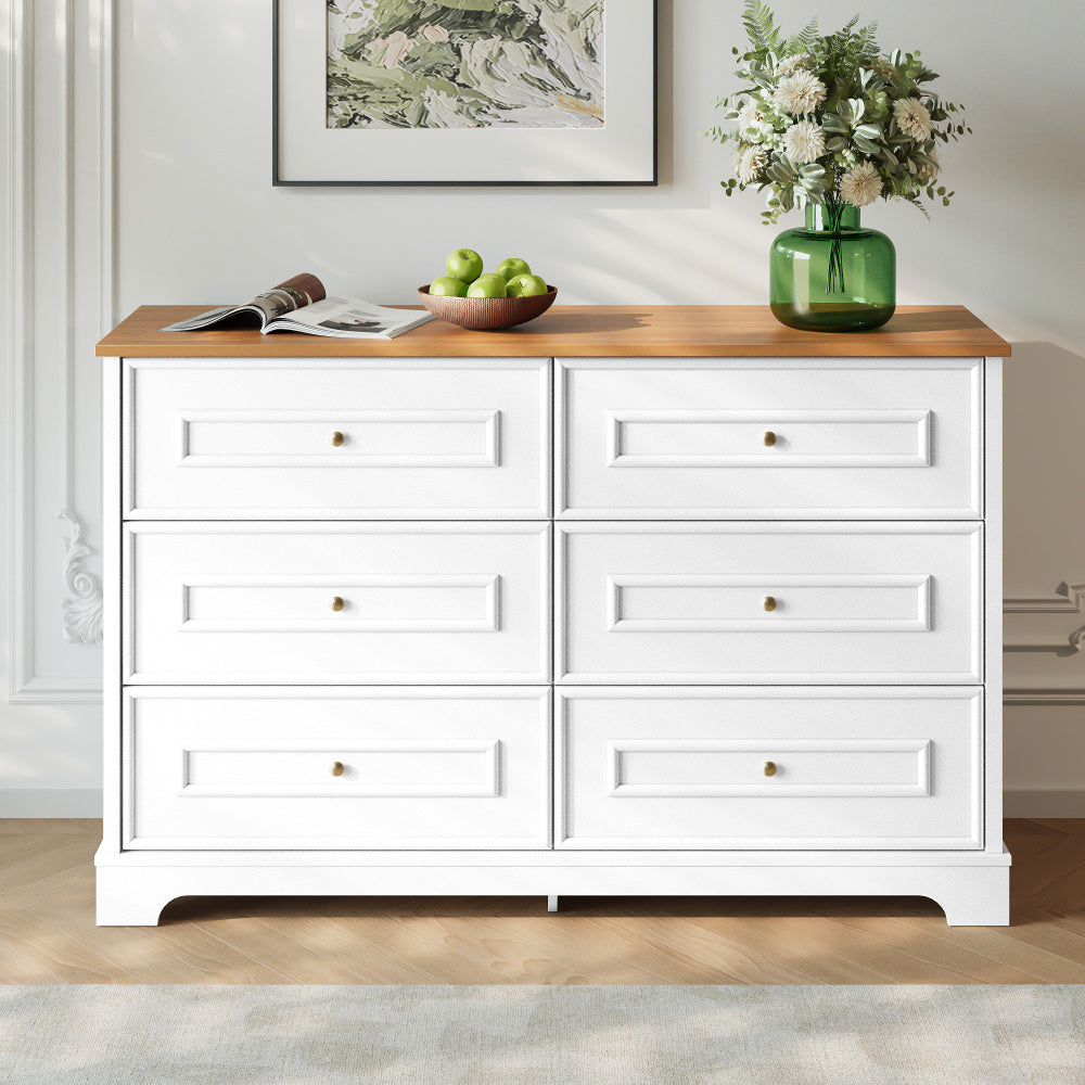 Modern Minimalist 6-Drawer with Smooth Doors/Drawers - Compact Contemporary Sideboard Suitable for Living Room, Dining Room, Hallway - Space-Saving Furniture