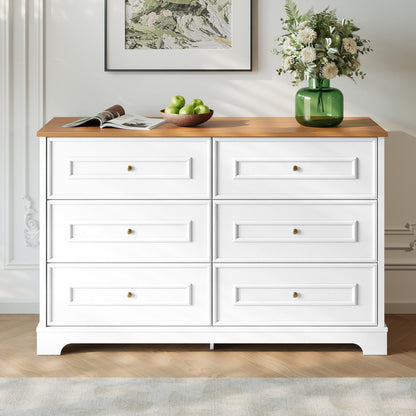 Modern Minimalist 6-Drawer with Smooth Doors/Drawers - Compact Contemporary Sideboard Suitable for Living Room, Dining Room, Hallway - Space-Saving Furniture