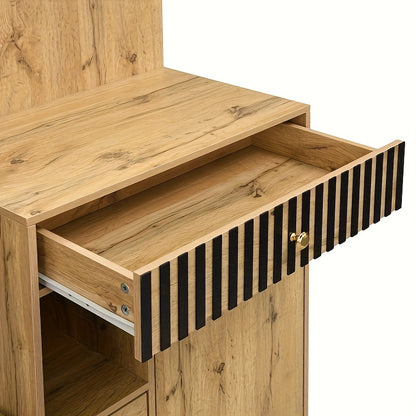 Halmeubel – Halkast – Garderobekast – Schoenenkast – Kapstok – Compact – Bamboe Materialen – Met Spiegel & Zitkussen – Ruimtebesparend Voor Smalle Hal