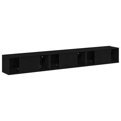 Tv-meubel – TV Kast – TV Meubel – Media Console – Entertainmentmeubel – Zwart Eikenhout – 3-delige Set – Compact 80x30x30 cm – Duurzaam Hardhout