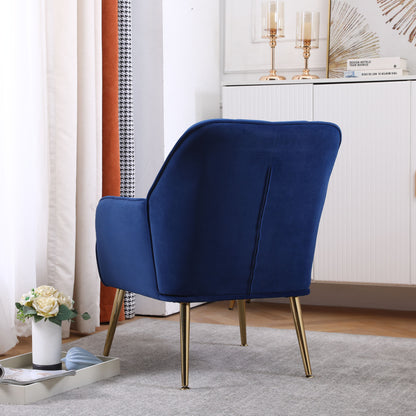 Leisure Fauteuil – Relaxstoel – Velvet Stoel – Leesstoel – Zitsfauteuil – Donkerblauw – Zacht Velvet – Compact Ontwerp