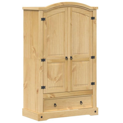 Kledingkast – Garderobekast – Linnenkast – Kledingopberger – Dressoirkast – Massief Dennenhout – Vrijstaand Ontwerp – 101x52x170 cm – Met Deuren, Lades en Haken – Duurzaam Bruin
