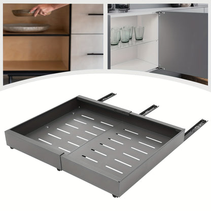 Keukenkast Organizer – Gootsteenkast Organizer – Kastorganizer – Lade Organizer – Uitschuifbare Lade – Metaal – Verstelbaar 32-52 cm – Draagkracht 15 kg – Grijs